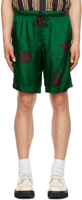 Photo: Dries Van Noten Green Printed Shorts