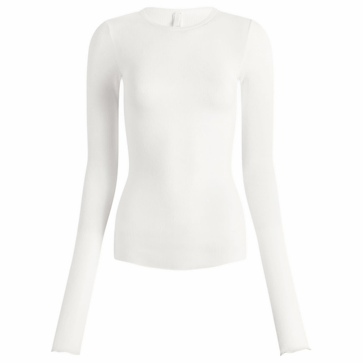 SKIMS Women's Sheer Cotton Long Sleeve T-Shirt in Snow
