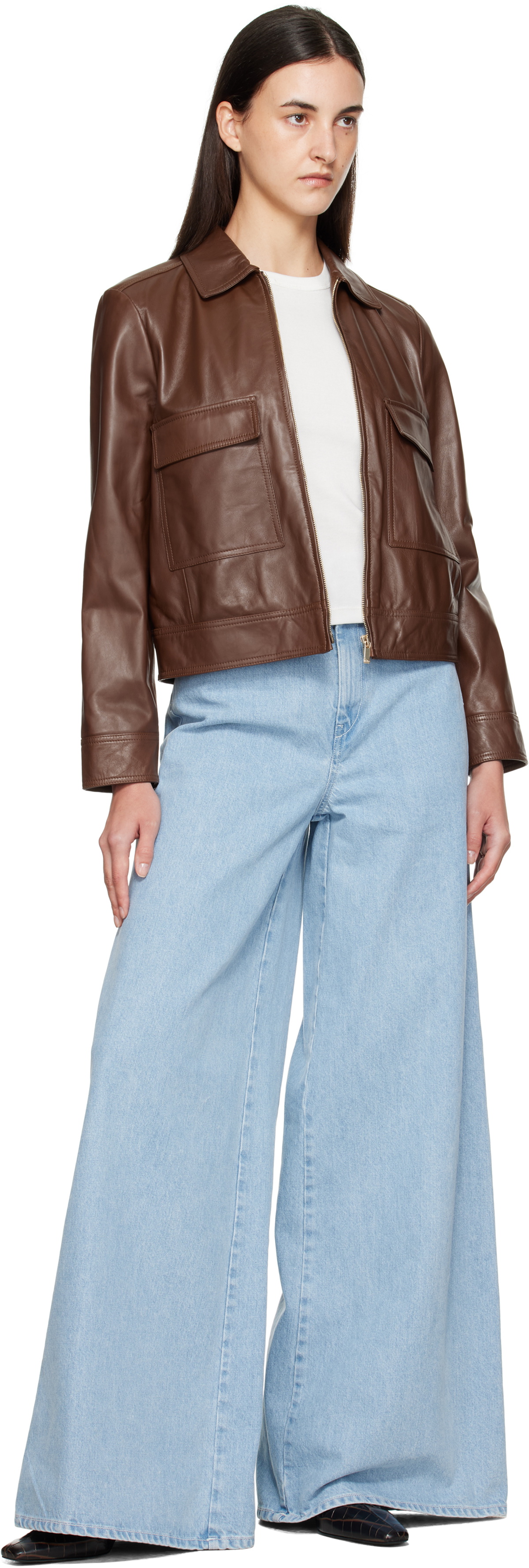 Max Mara Brown Nepet Leather Jacket