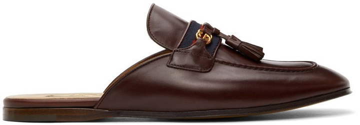 Photo: Gucci Burgundy Web Interlocking G Slip-On Loafers