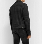 AMIRI - MX2 Leather-Panelled Distressed Denim Jacket - Black