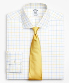 Brooks Brothers Men's Stretch Regent Regular-Fit Dress Shirt, Non-Iron Poplin English Collar Double-Grid Check | Yellow