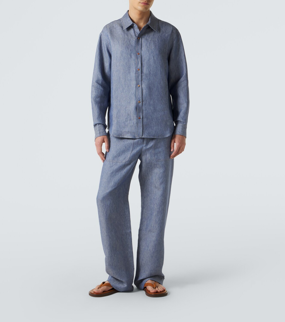 God's True Cashmere Linen denim shirt with carnelian