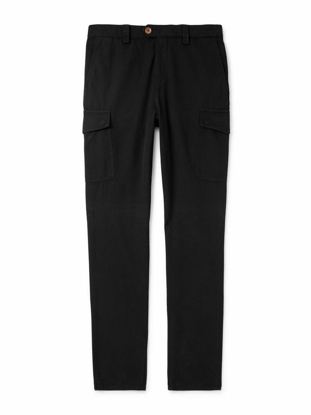 Photo: Brunello Cucinelli - Straight-Leg Cotton-Twill Cargo Trousers - Black