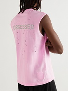 Satisfy - Distressed Logo-Print MothTech™ Cotton-Jersey Tank Top - Pink