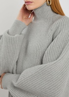 Balmain Batwing Ribbed Wool Jumper Grey