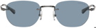 Montblanc Gunmetal & Blue Rectangular Sunglasses