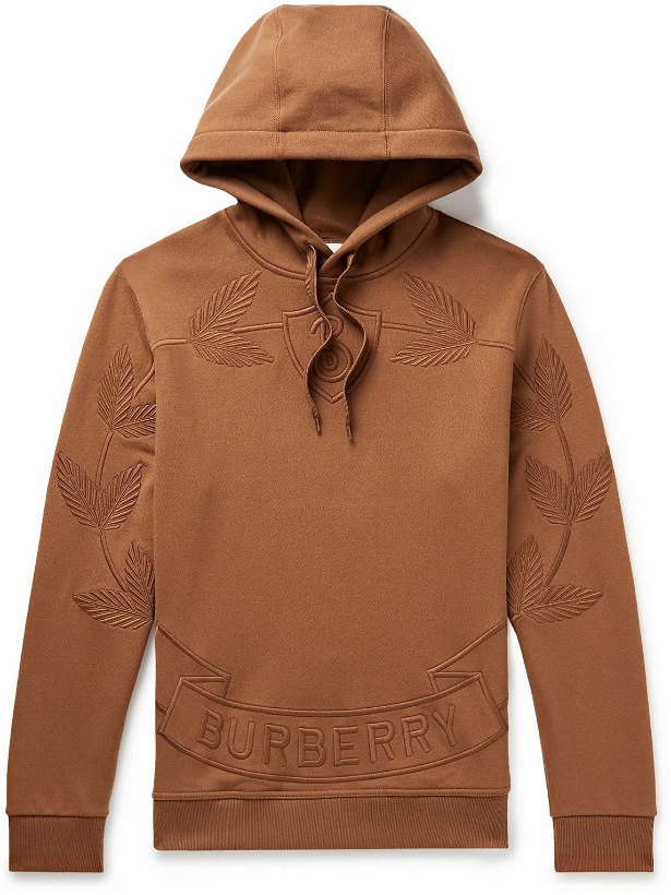 Photo: Burberry - Logo-Embroidered Cotton-Jersey Hoodie - Brown