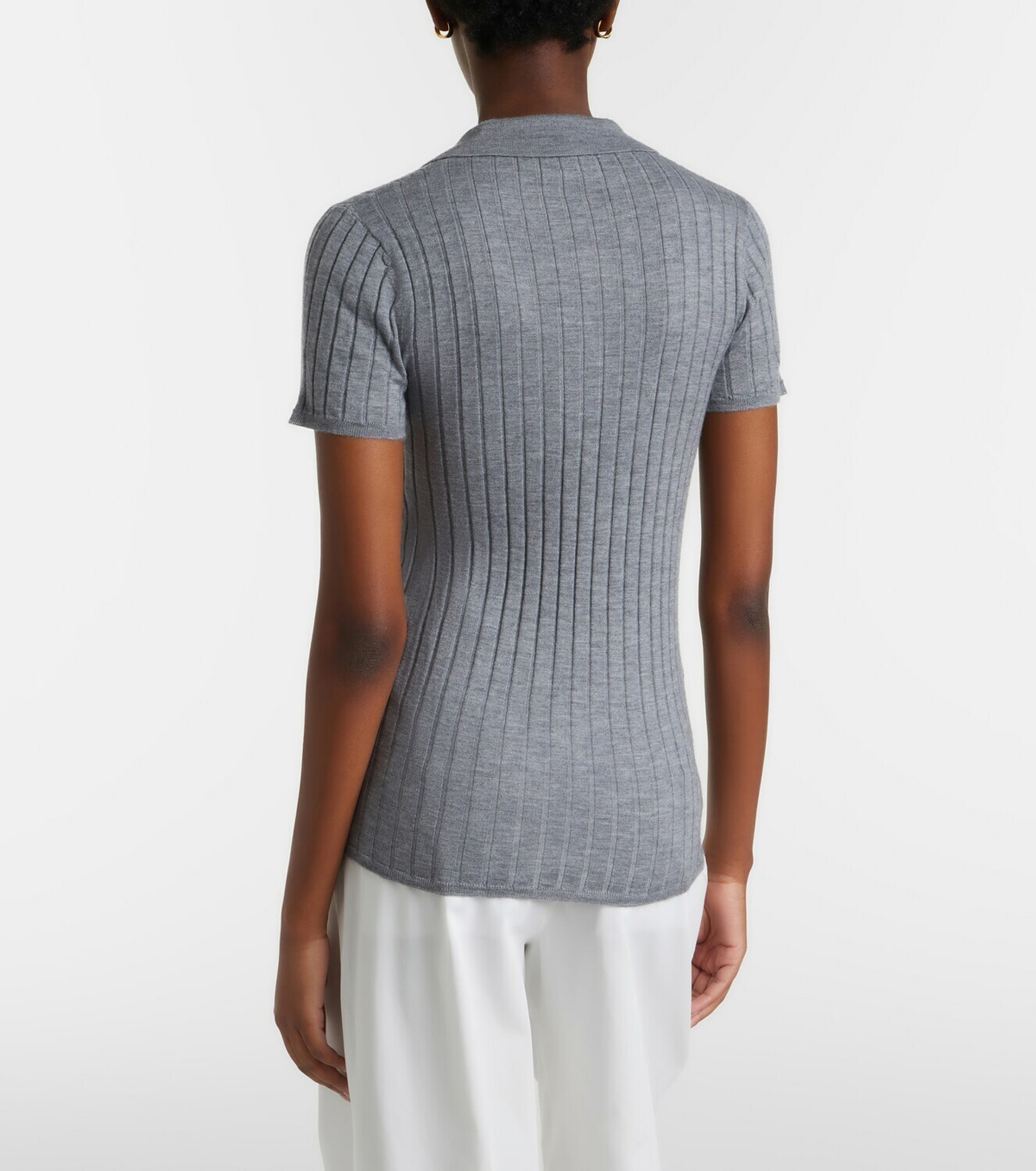 Toteme Ribbed-knit cashmere and silk polo shirt