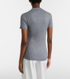Toteme Ribbed-knit cashmere and silk polo shirt