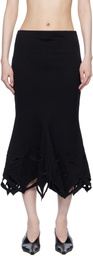 Conner Ives Black 'The Schiffli Trumpet' Midi Skirt