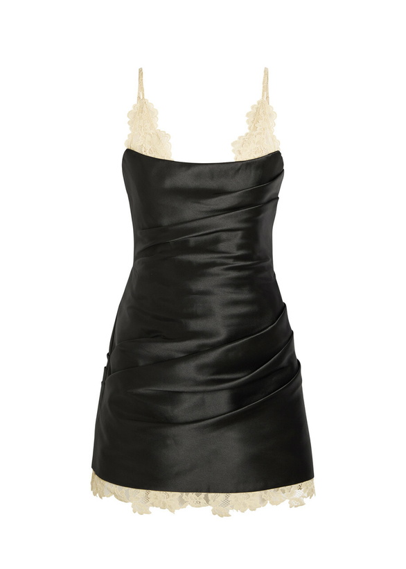 Photo: DE LA Vali Kasai Layered-lace and Satin Mini Dress Black