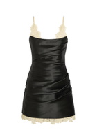 DE LA Vali Kasai Layered-lace and Satin Mini Dress Black