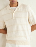 Lardini - Striped Organic and Recycled-Cotton Polo Shirt - Neutrals