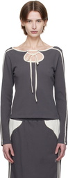 Kijun Gray Cut Out Jersey T-shirt