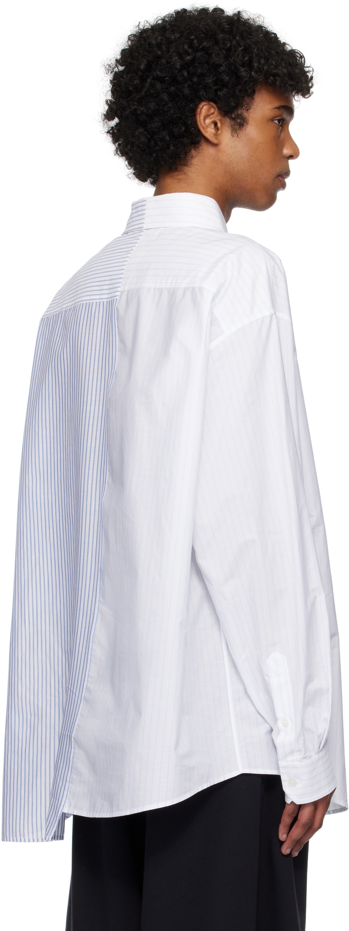 MM6 Maison Margiela White & Blue Numeric Asymmetric Shirt MM6 