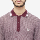 Fred Perry Authentic Men's Long Sleeve Texture Knit Polo Shirt in Oxblood
