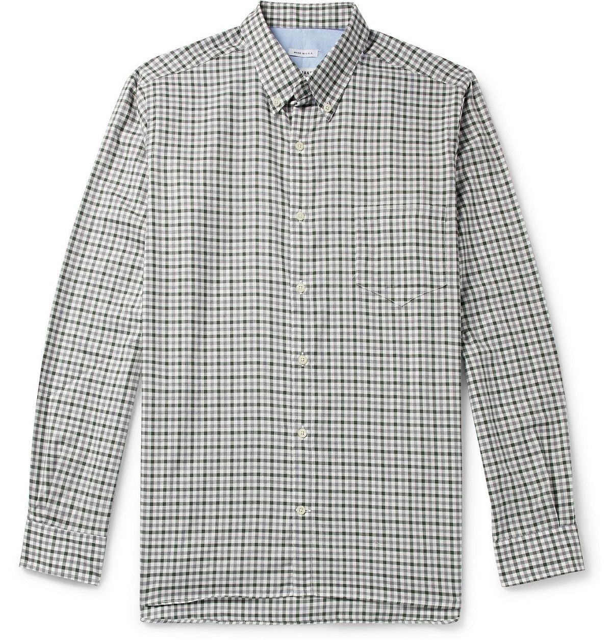 Photo: Freemans Sporting Club - CS-1 Button-Down Collar Gingham Cotton-Twill Shirt - Green