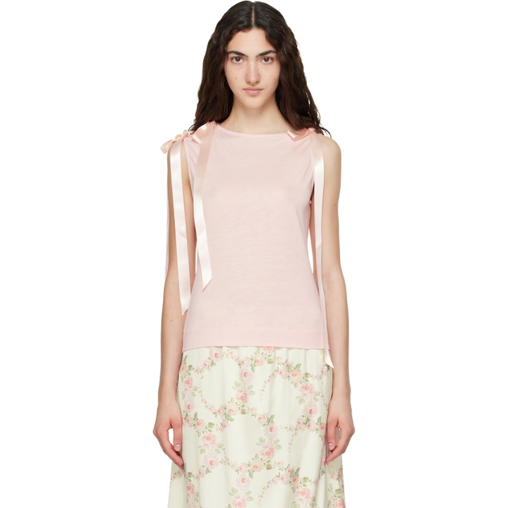 Photo: Simone Rocha Pink Bow Ribbon Tail Tank Top