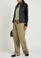 Moncler Quilted Cotton and Nylon Cardigan Black