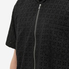 Eastlogue Men's Mechanic Zip Short Sleeve Shirt in Black Crochet