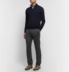 Canali - Charcoal Slim-Fit Mélange Virgin Wool-Flannel Trousers - Gray