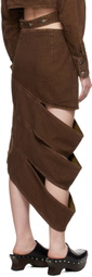 Eckhaus Latta Brown Ellipse Denim Midi Skirt