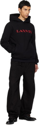 Lanvin Black 'Lanvin' Embroidered Cotton Hoodie