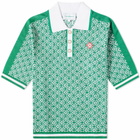 Casablanca Men's Lurex Jacquard Polo Shirt in Green