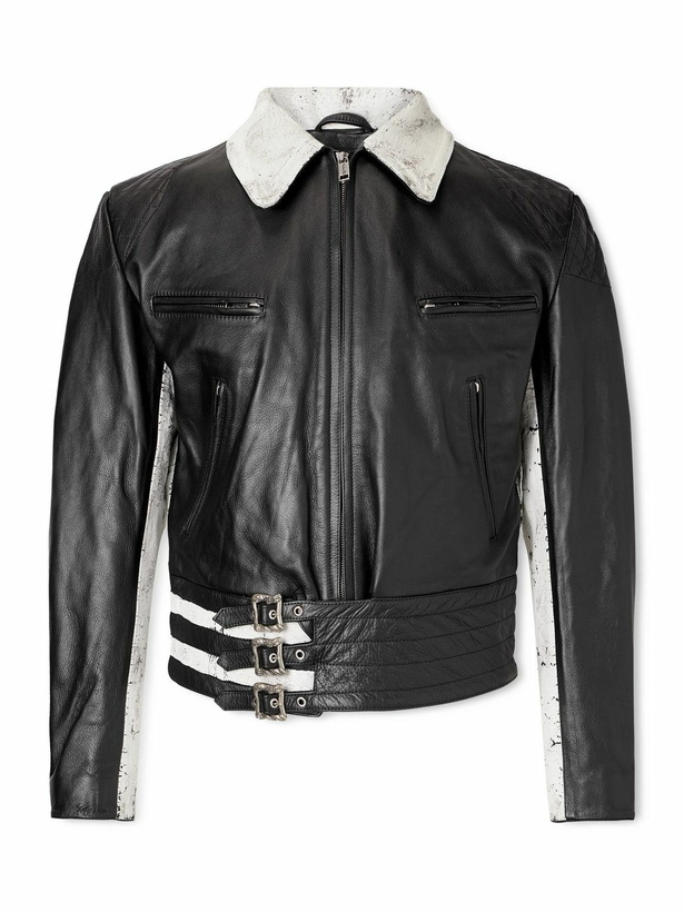 Photo: Enfants Riches Déprimés - Dog In Restraint Buckled Painted Leather Jacket - Black