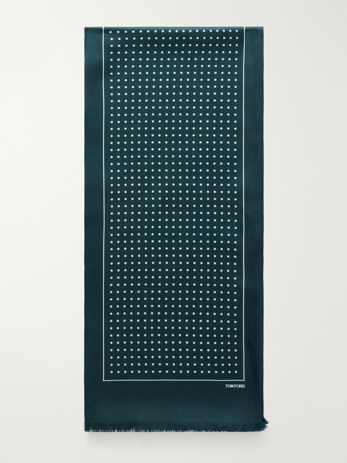 TOM FORD - Polka-Dot Silk-Satin Scarf - Green