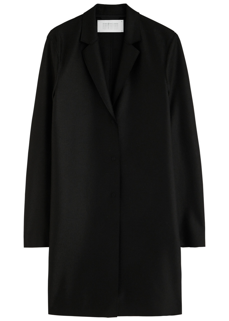 Harris Wharf London Cocoon Wool-felt Coat Black
