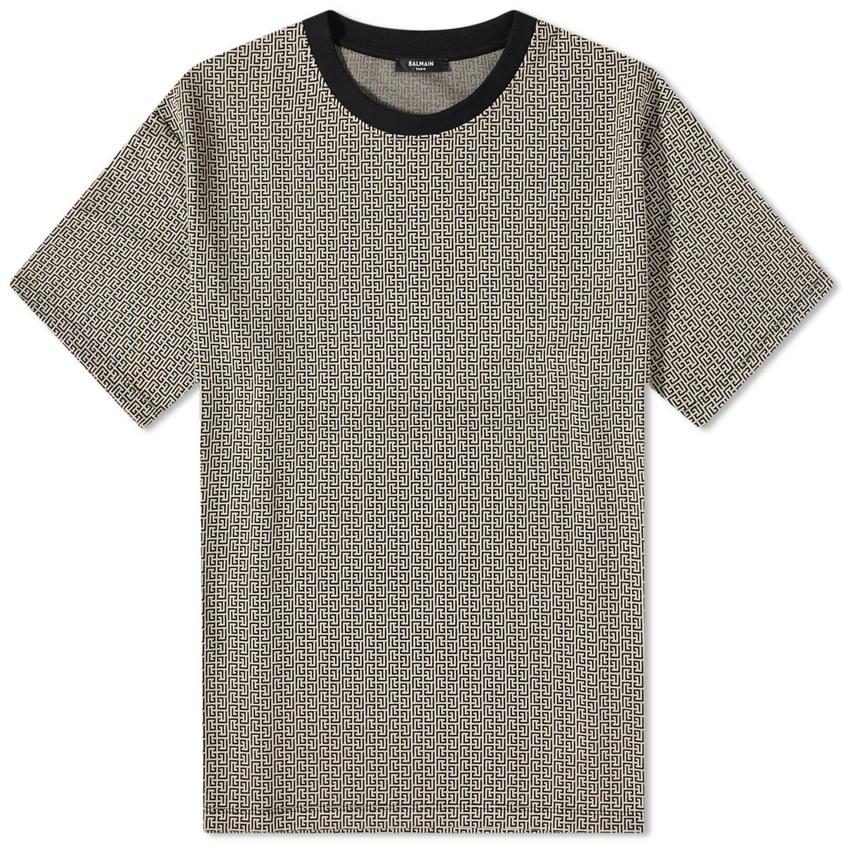 Balmain monogram-pattern Stretch-cotton T-Shirt - Brown