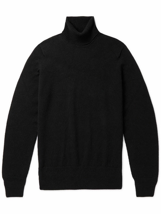 Photo: John Smedley - Kolton Recycled Cashmere and Merino Wool-Blend Rollneck Sweater - Black