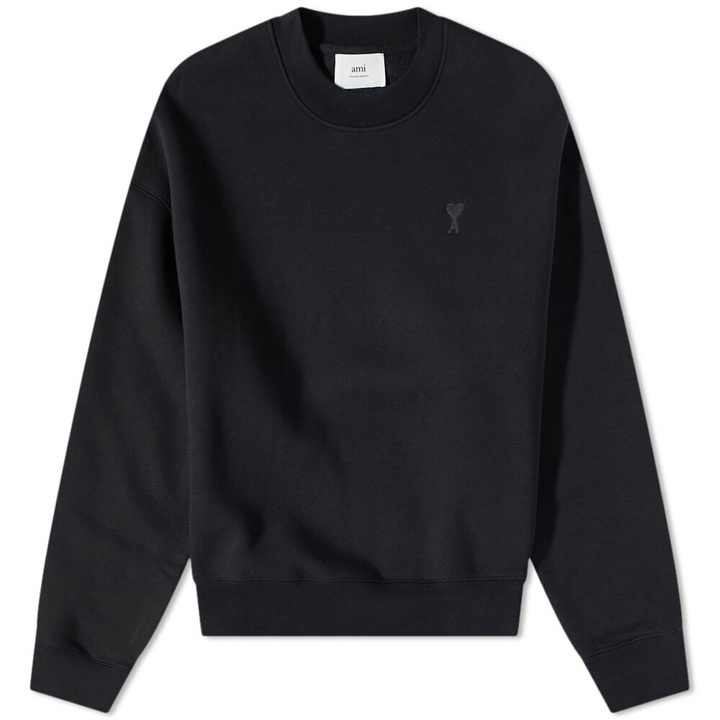 Photo: AMI Men's Tonal Heart Crew Sweat in Black