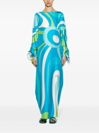 PUCCI Blue Marmo Silk Kaftan Dress