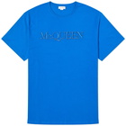 Alexander McQueen Men's Embroidered Logo T-Shirt in Electric Blue