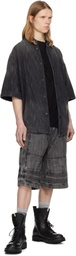 Juun.J Black Short Sleeve Denim Shirt
