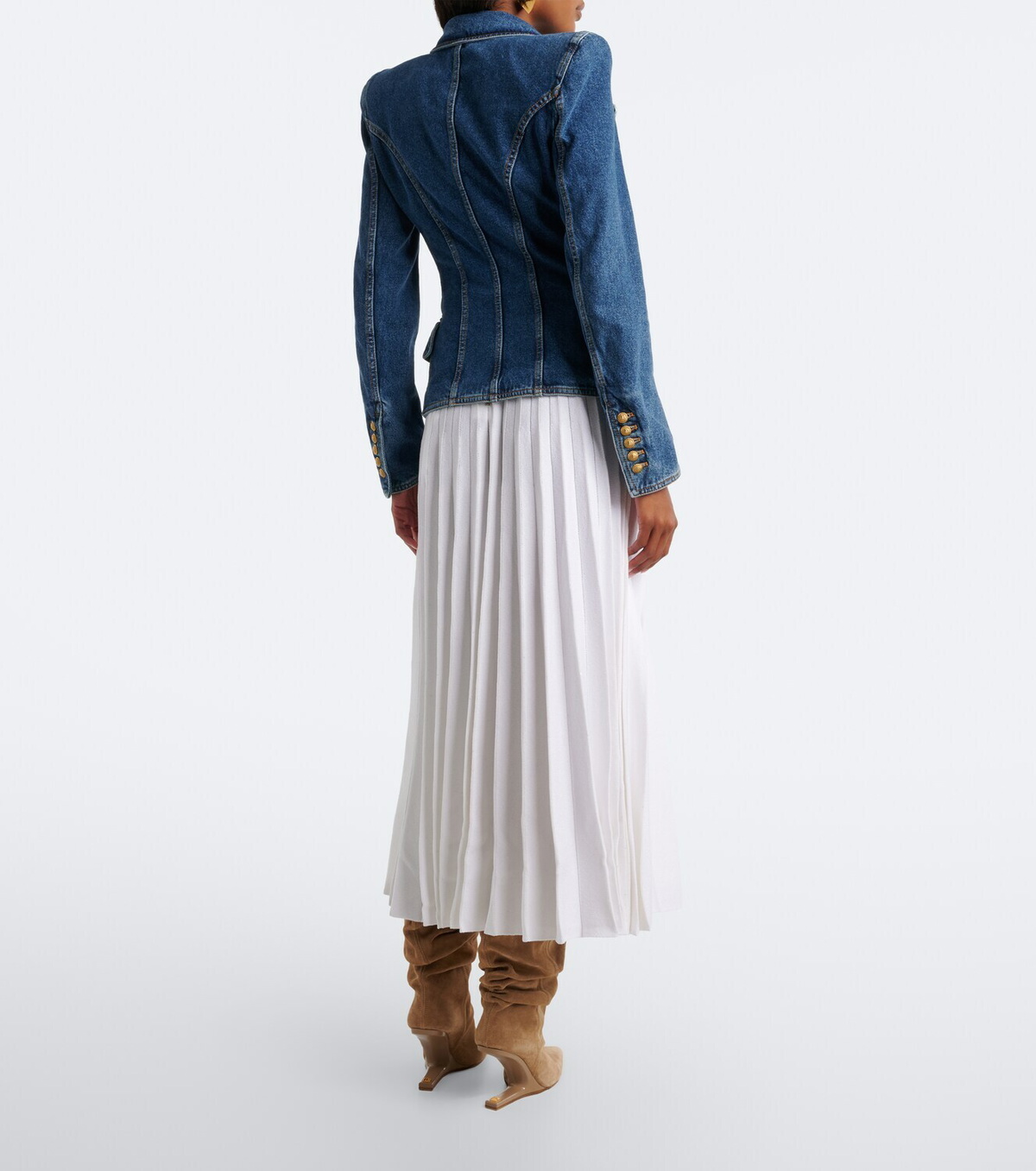 Balmain Sequined knitted pleated maxi skirt