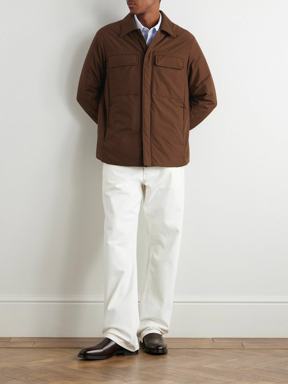 UMIT BENAN B - Padded Silk Shirt Jacket - Brown
