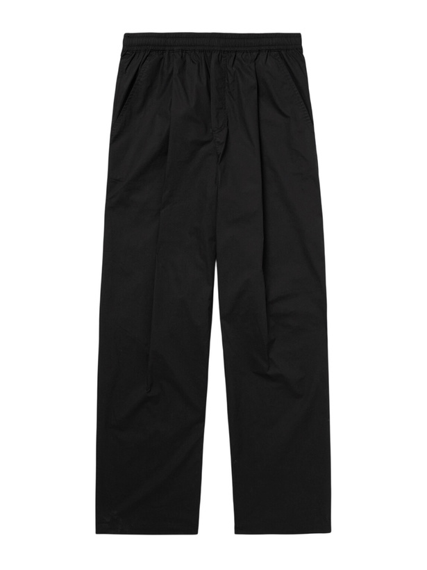 Photo: Folk - Straight-Leg Pleated Stretch Cotton-Ripstop Trousers - Black