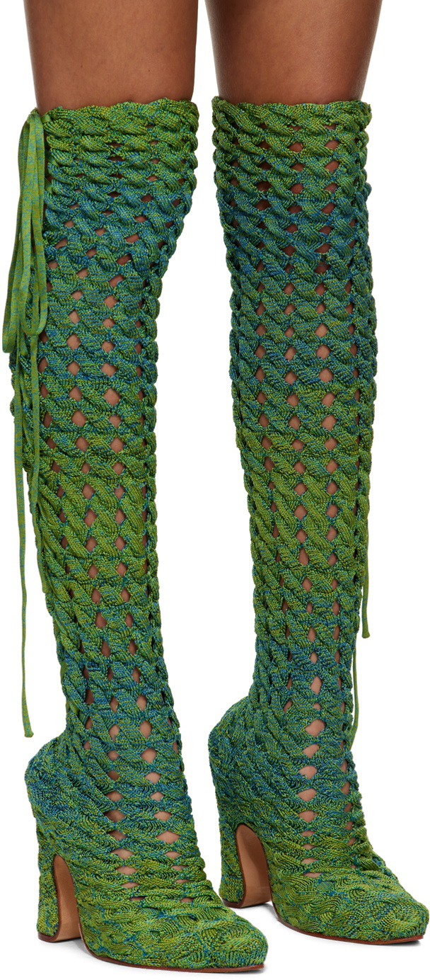Isa Boulder SSENSE Exclusive Blue & Green Spiral Tall Boots