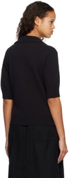 Margaret Howell Black Wide Placket Polo