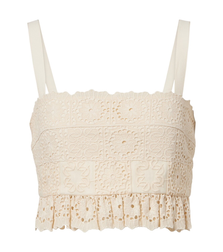 Photo: Elie Saab Guipure lace ruffled cotton and silk crop top