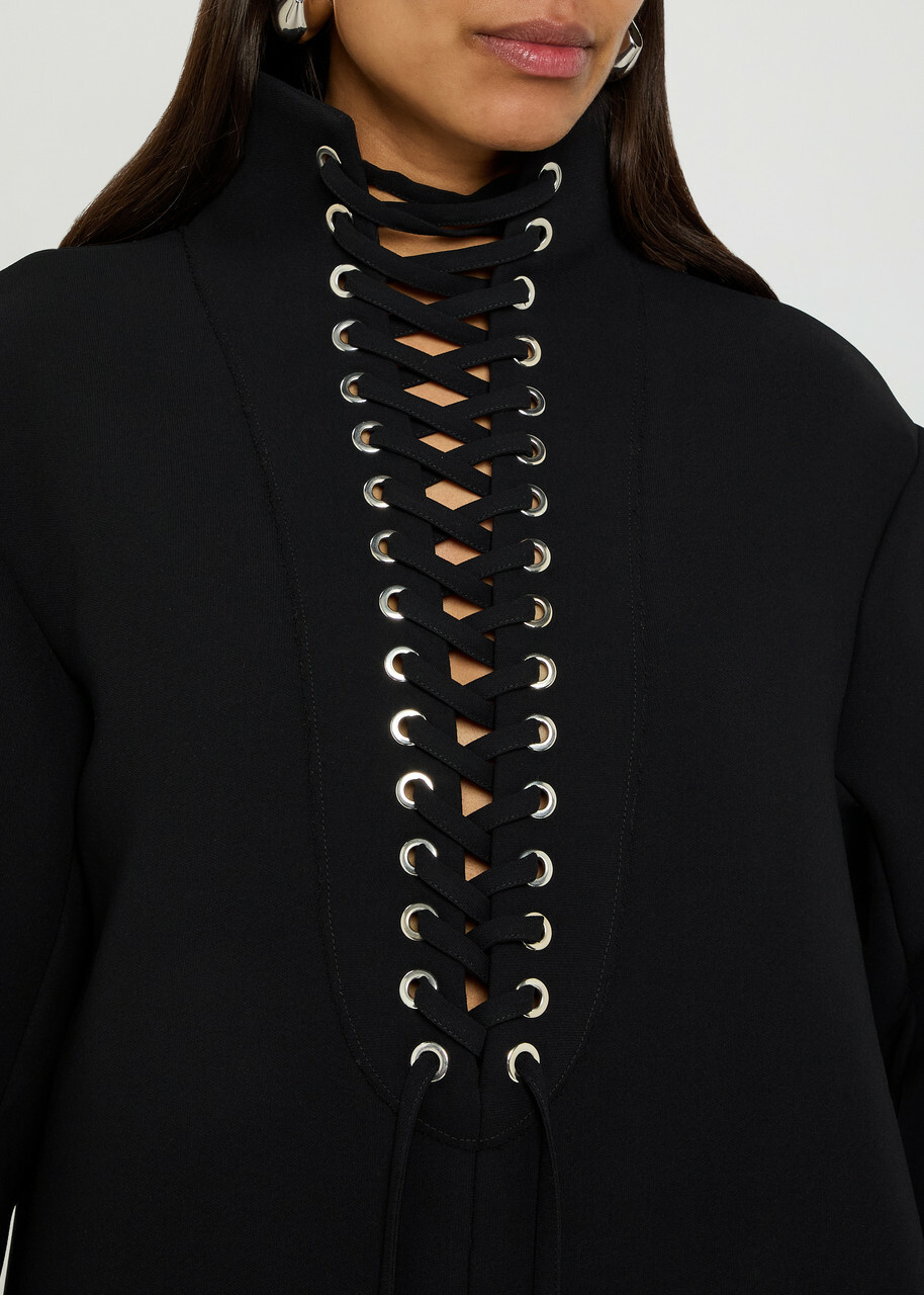 Khaite Lee Lace-up Crepe Mini Dress Black