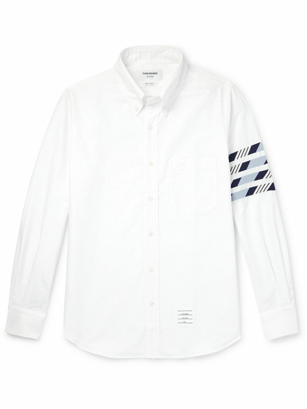 Photo: Thom Browne - Button-Down Collar Grosgrain-Trimmed Cotton Oxford Shirt - White