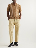 Malbon Golf - Striped Cotton-Piqué Jacquard Shirt - Brown