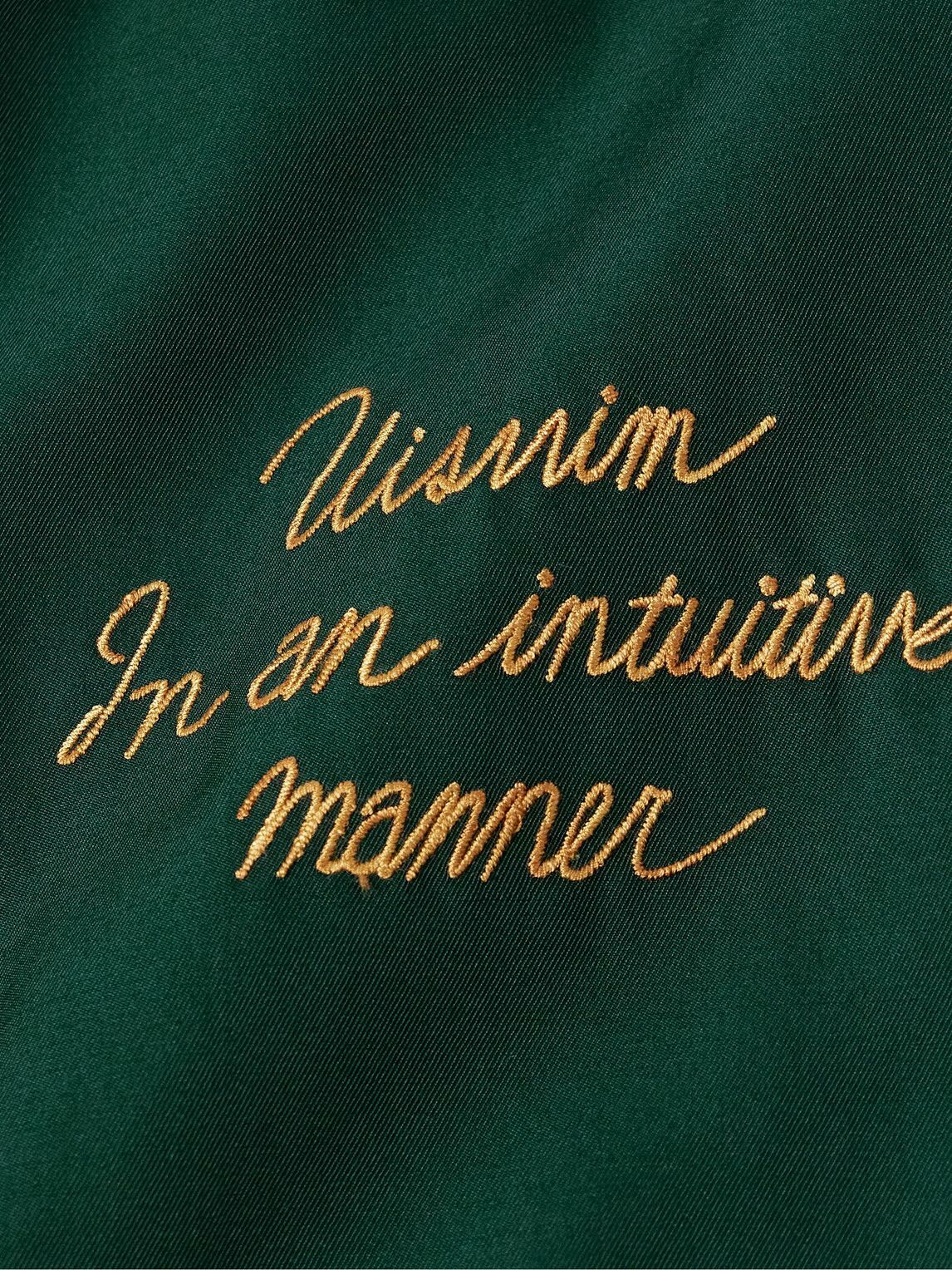 Visvim - Cropped Embroidered Wool and Silk-Blend Twill Bomber Jacket - Green