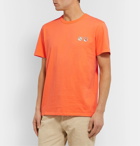 Maison Kitsuné - Logo-Appliquéd Cotton-Jersey T-Shirt - Orange