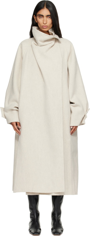 Photo: LE17SEPTEMBRE Beige Cowl Neck Handmade Long Coat